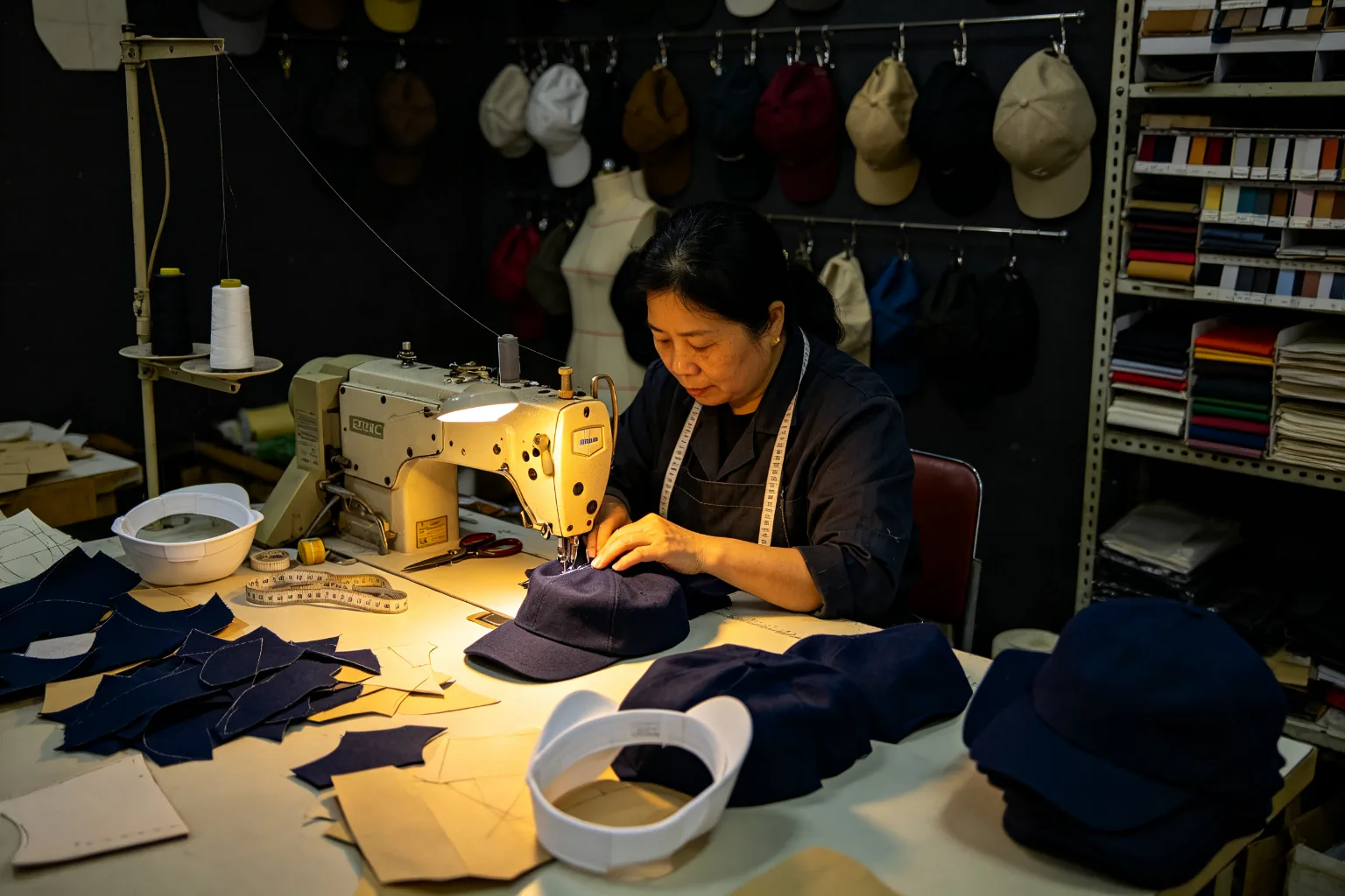 Sampling room where hat samples are developed