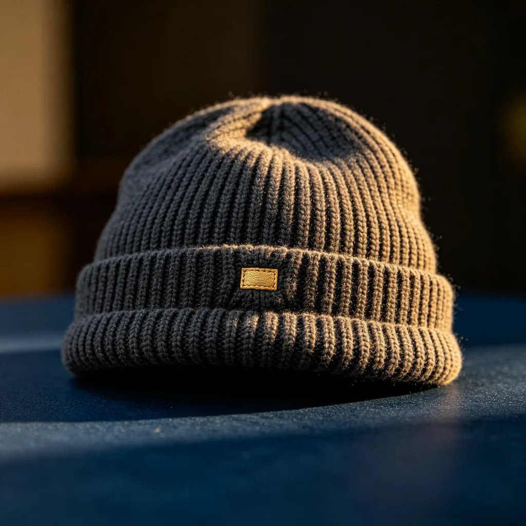 Cuffed beanie — knit texture and double-layer cuff