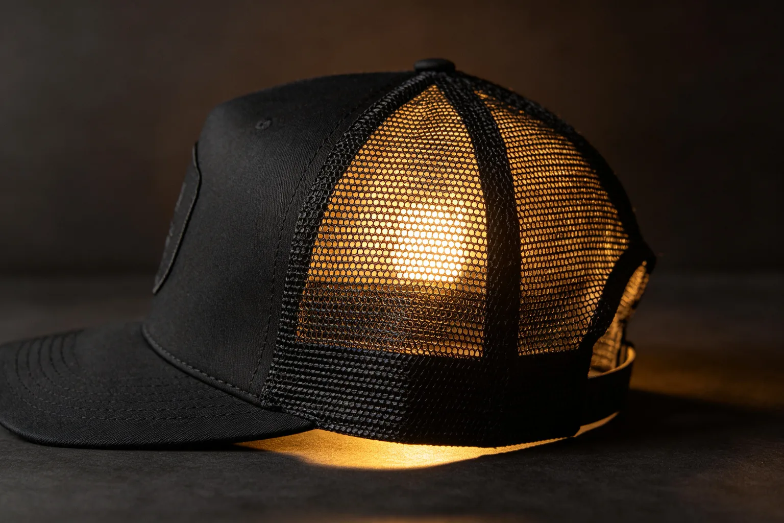 Trucker hat mesh back panel detail