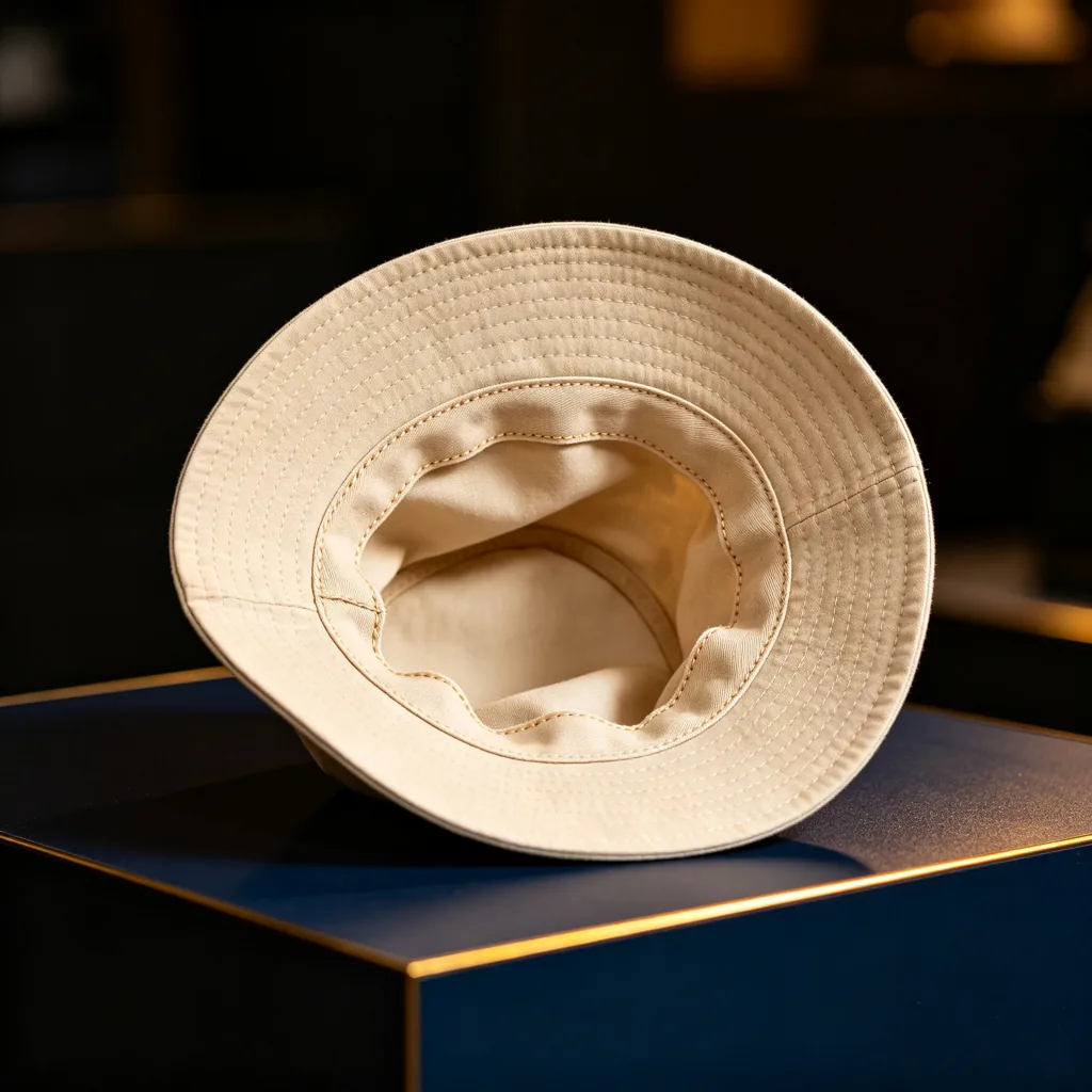 Reversible bucket hat — inside-out fabric detail